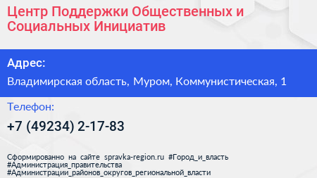 Центр Поддержки Общественных и Социальных Инициатив - визитка