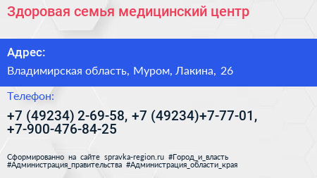 Здоровая семья медицинский центр - визитка