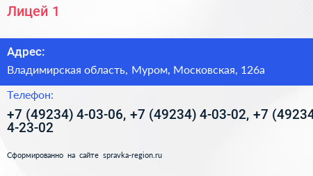 Лицей 1 - визитка