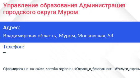 Управление образования Администрация городского округа Муром - визитка