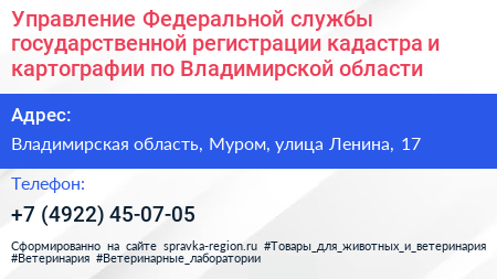 Управление Федеральной службы государственной регистрации кадастра и картографии по Владимирской области - визитка