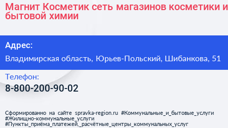 Магнит Косметик сеть магазинов косметики и бытовой химии - визитка