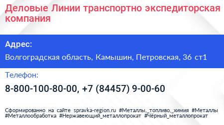 Деловые Линии транспортно экспедиторская компания - визитка