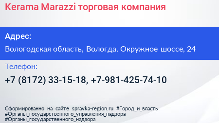 Kerama Marazzi торговая компания - визитка