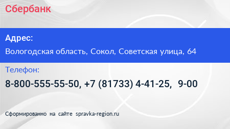 Сбербанк - визитка