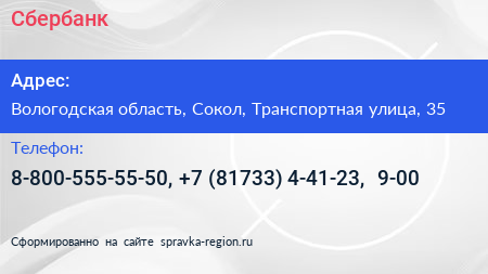 Сбербанк - визитка