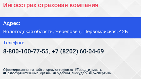 Нажмите, чтобы скачать визитку Ингосстрах страховая компания - визитка