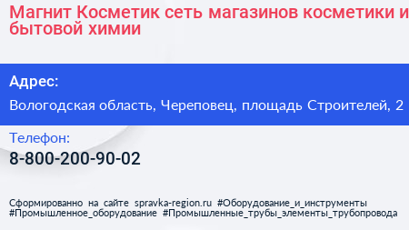Магнит Косметик сеть магазинов косметики и бытовой химии - визитка