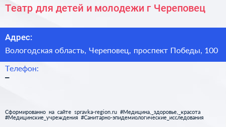 Театр для детей и молодежи г Череповец - визитка