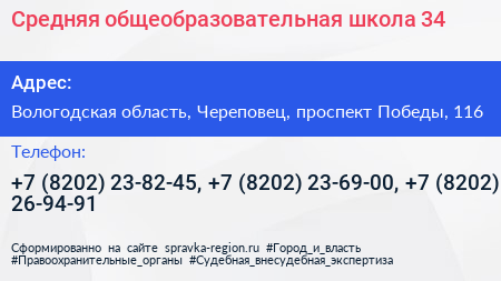 Средняя общеобразовательная школа 34 - визитка