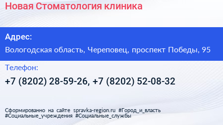 Новая Стоматология клиника - визитка