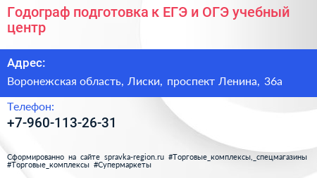 Годограф подготовка к ЕГЭ и ОГЭ учебный центр - визитка
