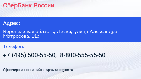 СберБанк России - визитка