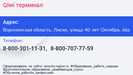 Qiwi терминал - визитка