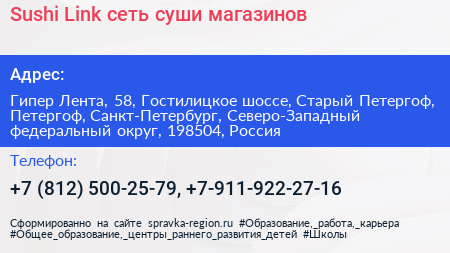 Sushi Link сеть суши магазинов - визитка
