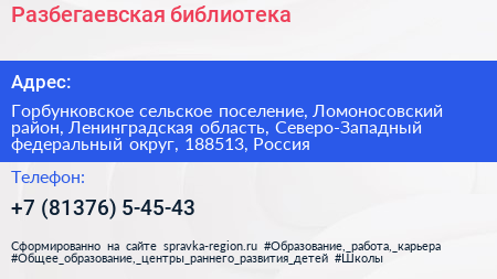 Разбегаевская библиотека - визитка