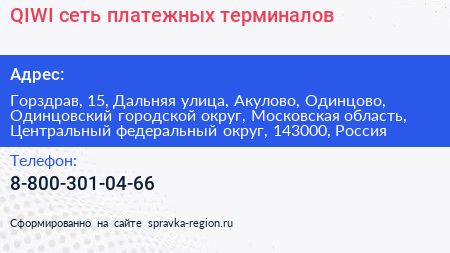 QIWI сеть платежных терминалов - визитка