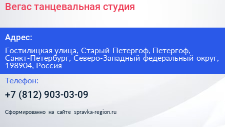 Вегас танцевальная студия - визитка