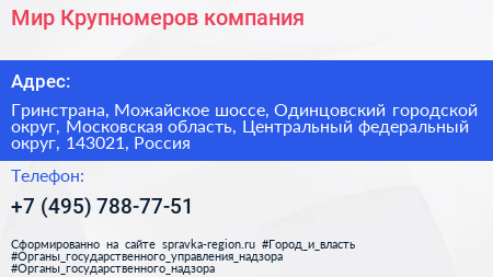 Мир Крупномеров компания - визитка