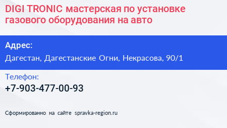 DIGI TRONIC мастерская по установке газового оборудования на авто - визитка