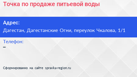 Точка по продаже питьевой воды - визитка