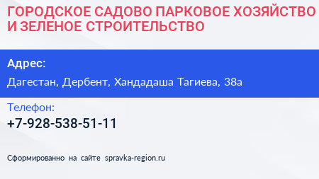 ГОРОДСКОЕ САДОВО ПАРКОВОЕ ХОЗЯЙСТВО И ЗЕЛЕНОЕ СТРОИТЕЛЬСТВО - визитка
