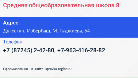 Средняя общеобразовательная школа 8 - визитка
