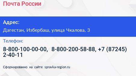 Почта России - визитка