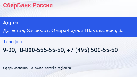 СберБанк России - визитка