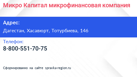 Нажмите, чтобы скачать визитку Микро Капитал микрофинансовая компания - визитка