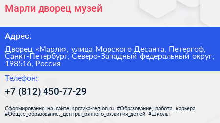 Марли дворец музей - визитка