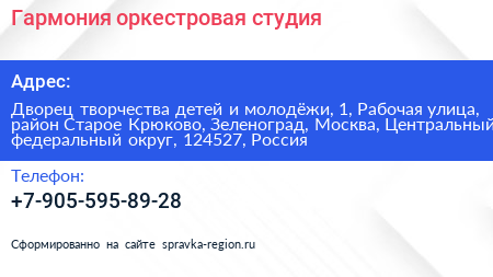 Гармония оркестровая студия - визитка