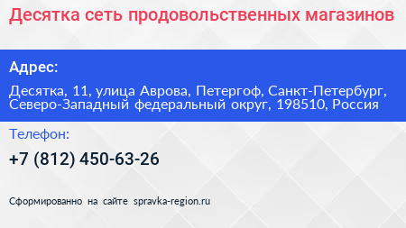 Десятка сеть продовольственных магазинов - визитка