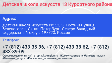 Детская школа искусств 13 Курортного района - визитка