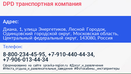 DPD транспортная компания - визитка