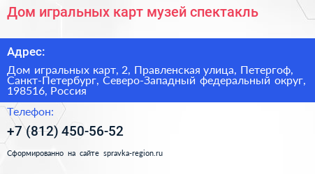 Дом игральных карт музей спектакль - визитка