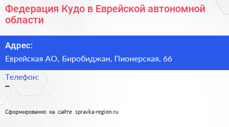 Федерация Кудо в Еврейской автономной области - визитка