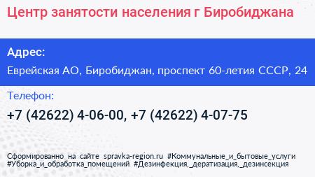 Центр занятости населения г Биробиджана - визитка