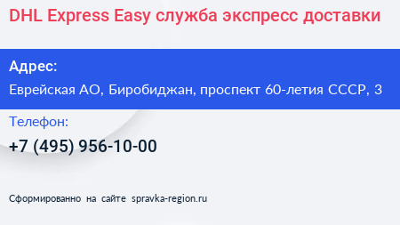 DHL Express Easy служба экспресс доставки - визитка