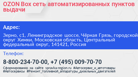 OZON Box сеть автоматизированных пунктов выдачи - визитка