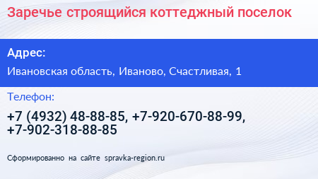 Заречье строящийся коттеджный поселок - визитка
