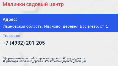 Малинки садовый центр - визитка