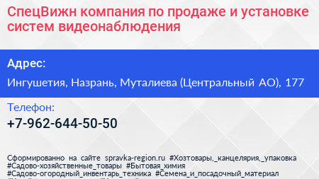 СпецВижн компания по продаже и установке систем видеонаблюдения - визитка