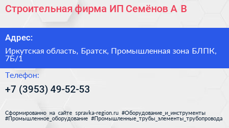 Строительная фирма ИП Семёнов А В  - визитка