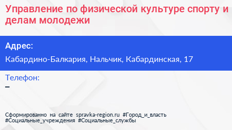 Управление по физической культуре спорту и делам молодежи - визитка