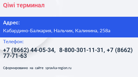 Qiwi терминал - визитка