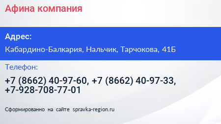 Афина компания - визитка