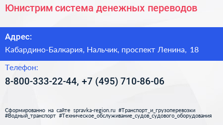 Юнистрим система денежных переводов - визитка
