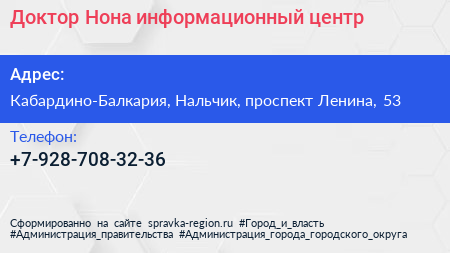 Нажмите, чтобы скачать визитку Доктор Нона информационный центр - визитка