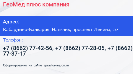 ГеоМед плюс компания - визитка
